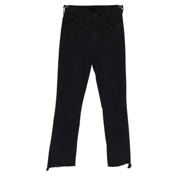 Mother Insider Crop Step Fray Jeans Not Guilty Black Mid Rise Denim - Picture 1 of 9